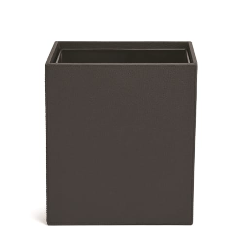 Warner Faux Leather 14.5 Quart Wastebasket with Liner, Black